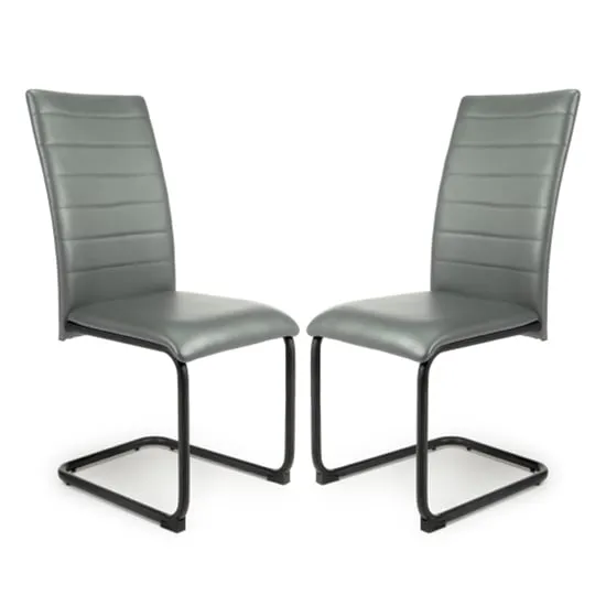 Clisson Dining Chairs in Pair - Grey, Leather image