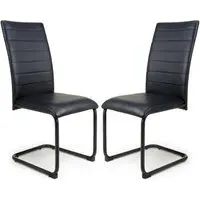 Clisson Dining Chairs with Metal Legs - Black Leather