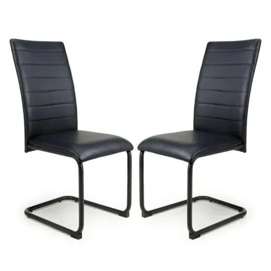 Clisson Dining Chairs with Metal Legs - Black Leather