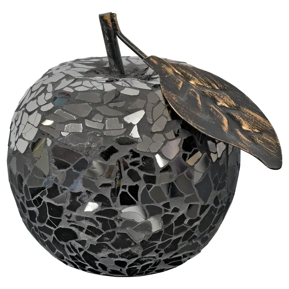 Clisson Mosaic Glass Apple with Leaf - Black image