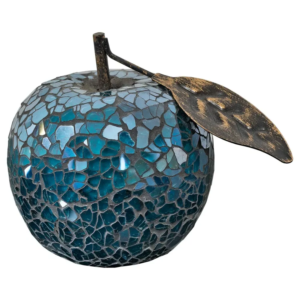 Clisson Mosaic Glass Apple with Leaf - Blue