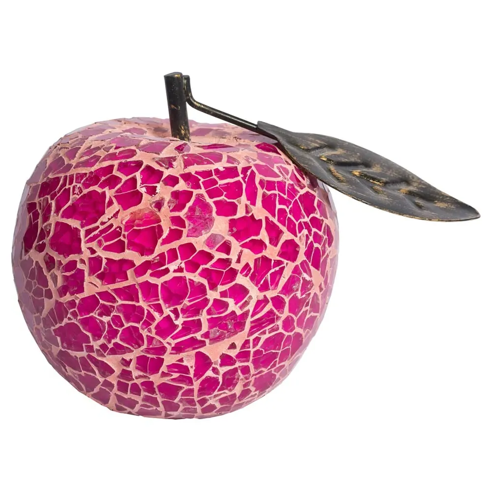 Clisson Mosaic Glass Apple with Leaf - Pink