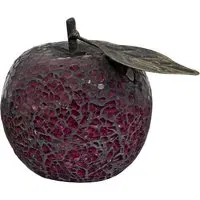 Clisson Mosaic Glass Apple with Leaf - Red