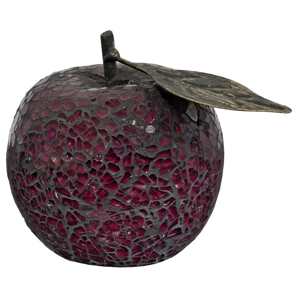 Clisson Mosaic Glass Apple with Leaf - Red
