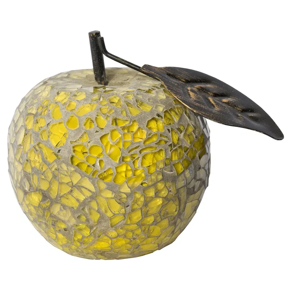Clisson Mosaic Glass Apple with Leaf - Yellow