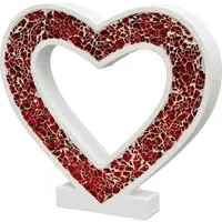 Clisson Mosaic Glass Standing Heart Decoration - Red