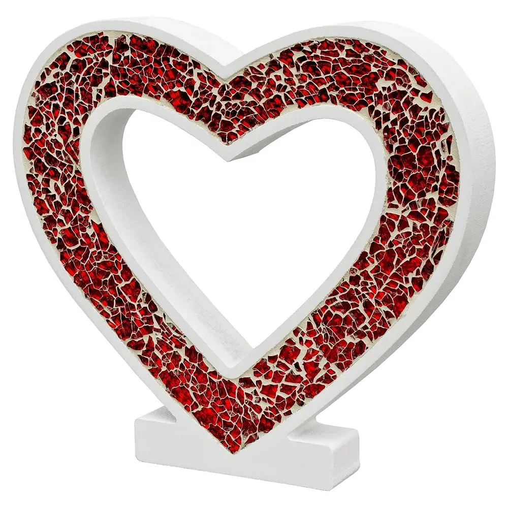 Clisson Mosaic Glass Standing Heart Decoration - Red image