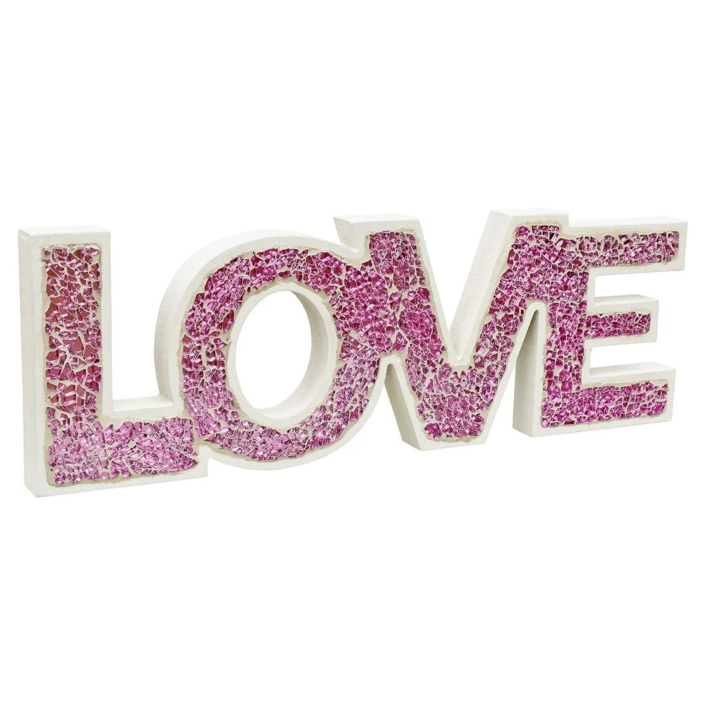 Clisson Mosaic Glass Standing Love Letters Decoration - Pink