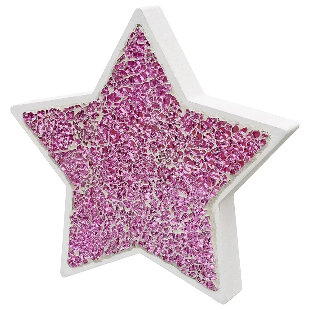 Clisson Mosaic Glass Standing Star Decoration - Pink