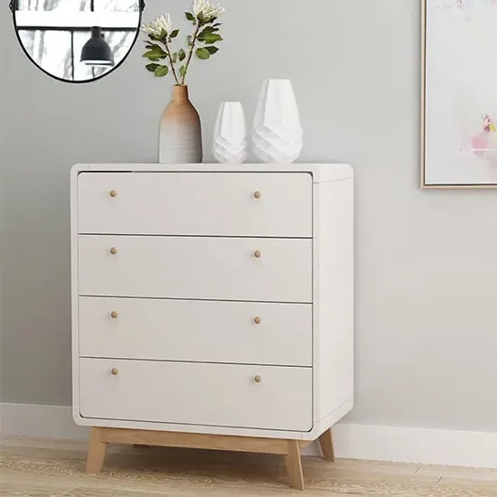 Clive 4 Drawer Chest - White, MDF