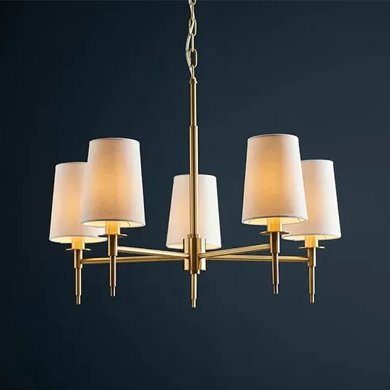 Clive 5-Light Multi Arm Ceiling Pendant - Satin Brass
