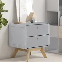 Clive Bedside Cabinet with 2 Drawers - Grey, MDF