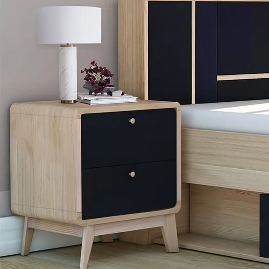 Clive Bedside Cabinet with 2 Drawers - Oak, MDF