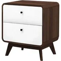 Clive Bedside Cabinet with 2 Drawers - Walnut, MDF