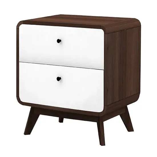 Clive Bedside Cabinet with 2 Drawers - Walnut, MDF