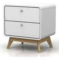 Clive Bedside Cabinet with 2 Drawers - White, MDF