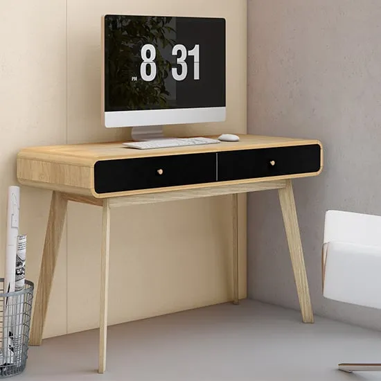 Clive Computer Desk with 2 Drawers - Oak, MDF