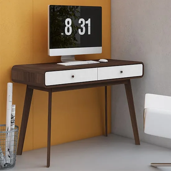 Clive Computer Desk with 2 Drawers - Walnut, MDF