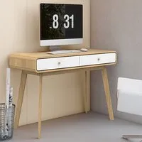 Clive Computer Desk with 2 Drawers - White, MDF