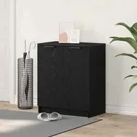 Clive Shoe Storage Cabinet with 2 Doors - Black Oak, Engineered Wood