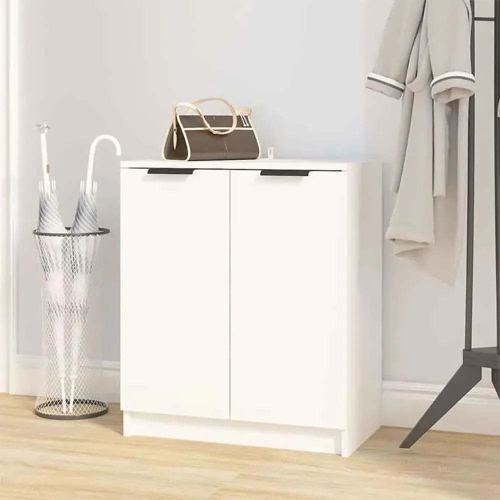 Clive Shoe Storage Cabinet with 2 Doors - White, Engineered Wood