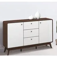 Clive Sideboard with 2 Doors 3 Drawers - Walnut, White