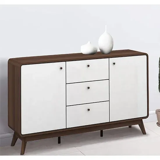Clive Sideboard with 2 Doors 3 Drawers - Walnut, White image