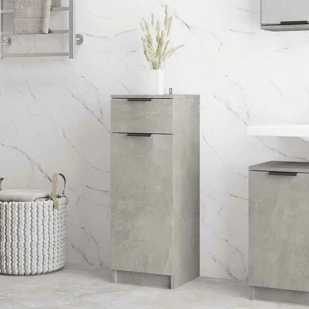 Clive Storage Cabinet with Drawer - Grey, Engineered Wood