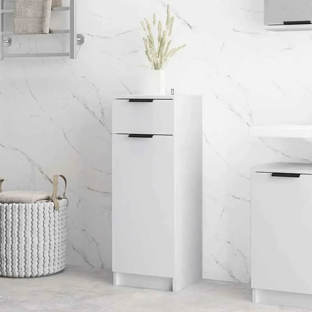 Clive Storage Cabinet with Drawer - White, Engineered Wood