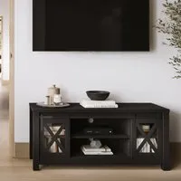 Clive TV Stand with 2 Doors - Black, MDF