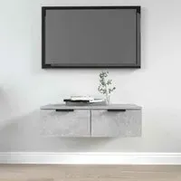 Clive TV Stand with 2 Drawers - Concrete Grey, Engineered Wood