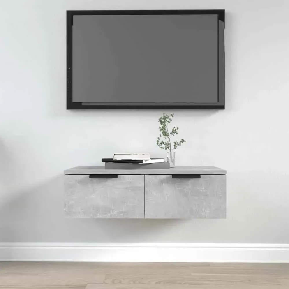 Clive TV Stand with 2 Drawers - Concrete Grey, Engineered Wood image