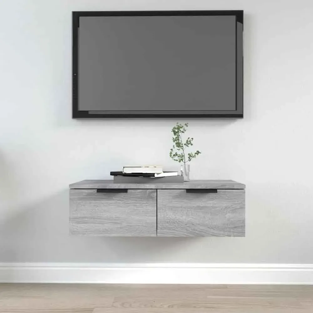 Clive TV Stand with 2 Drawers - Grey, Engineered Wood