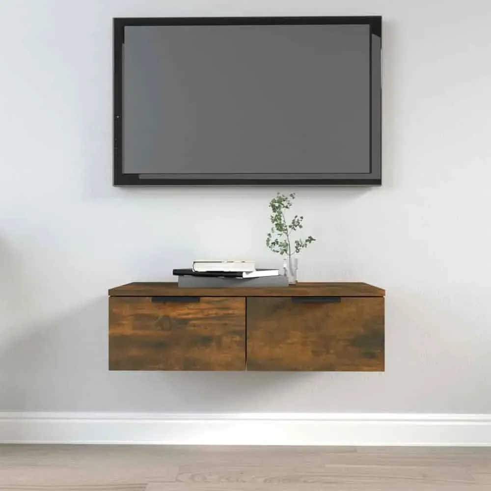 Clive TV Stand with 2 Drawers - Smoked Oak, Engineered Wood