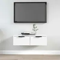 Clive TV Stand with 2 Drawers - White, Engineered Wood