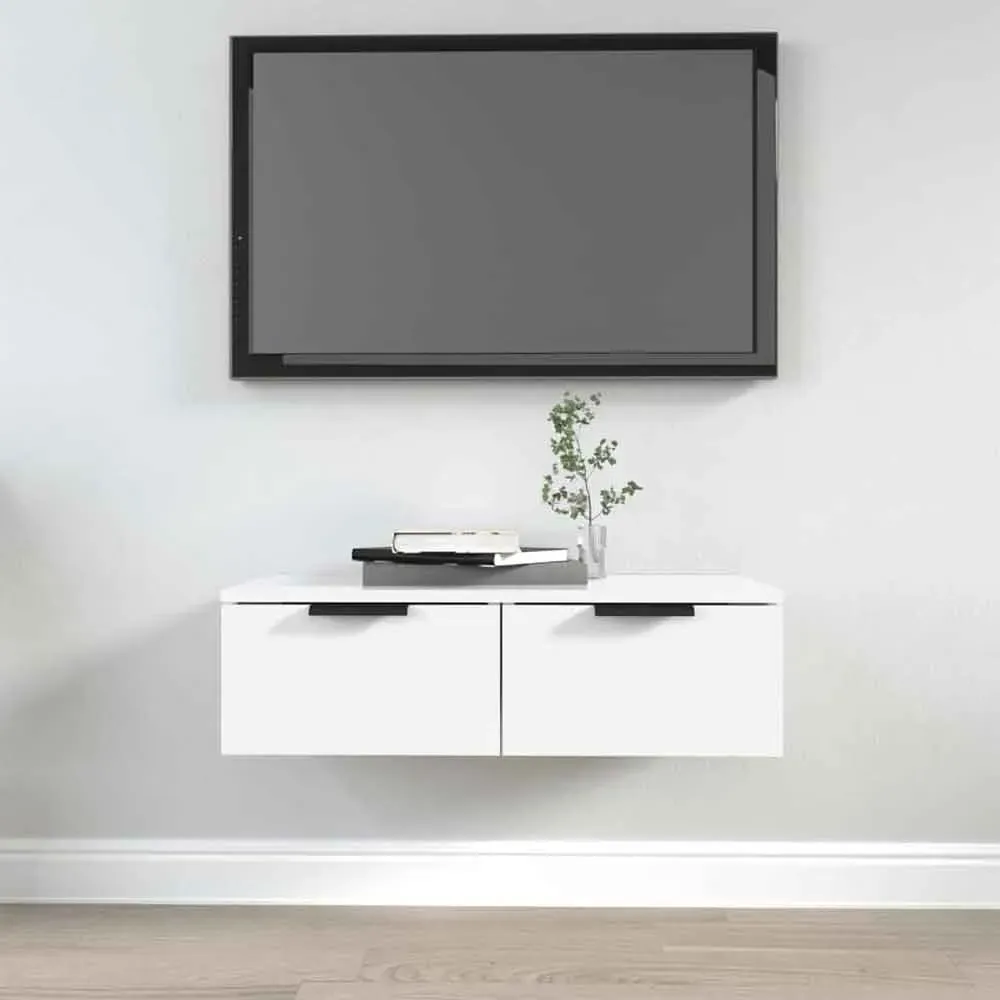 Clive TV Stand with 2 Drawers - White, Engineered Wood