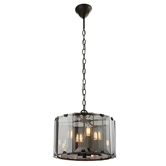 Clooney 4 Light Pendant Light - Slate Grey, Smoke Glass image