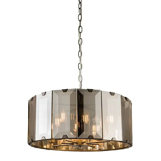 Clooney 8 Light Pendant Light - Slate Grey, Smoke Glass