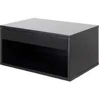 Cloquet Wall Hung Bedside Cabinet with Drawer - Black, Wood