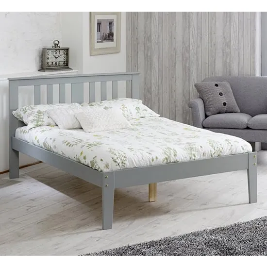 Cloven King Size Bed Frame - Grey, Pine