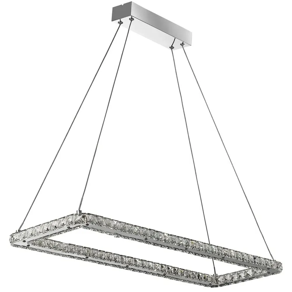 Clover Rectangular Pendant Light - Chrome, Clear Glass