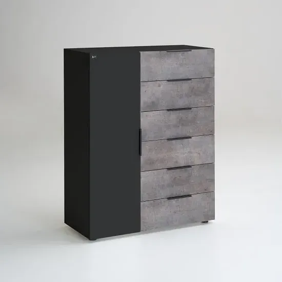 Clovis 6 Drawer Chest - Concrete, Lava