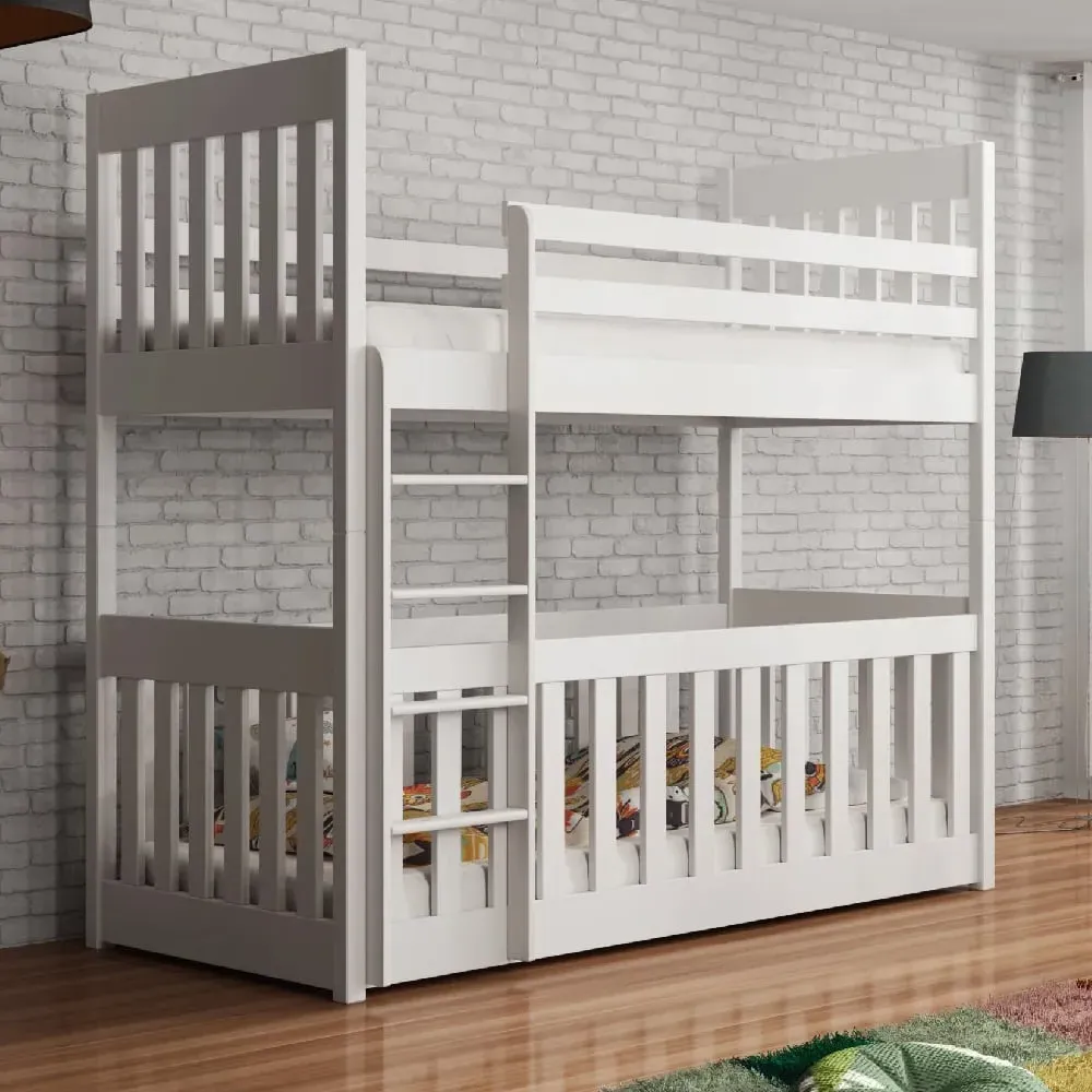 Clovis Bunk Bed with Bonnell Mattress - White, Wood