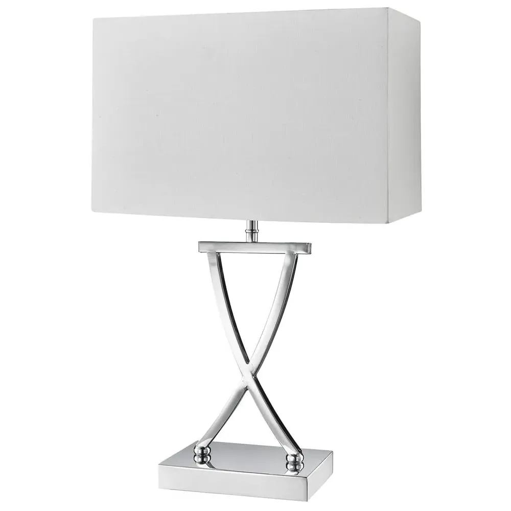 Club Table Lamp - White, Chrome