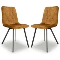 Cluj Quilted Dining Chairs in Pair - Bronze, Velvet