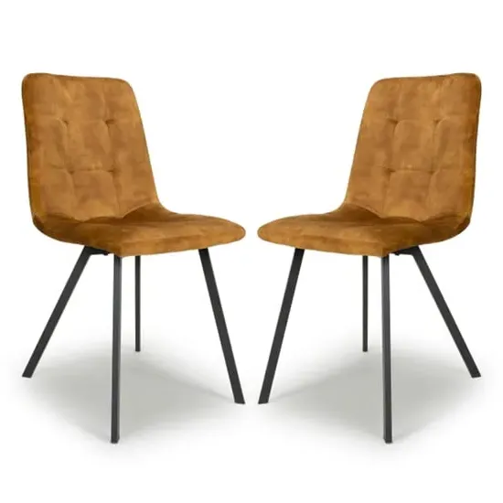 Cluj Quilted Dining Chairs in Pair - Bronze, Velvet image