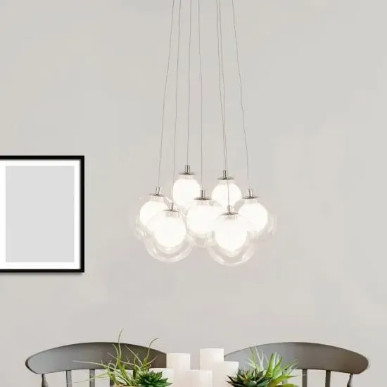 Cluster LED Ball 7 Pendant Light - Chrome, Clear Glass