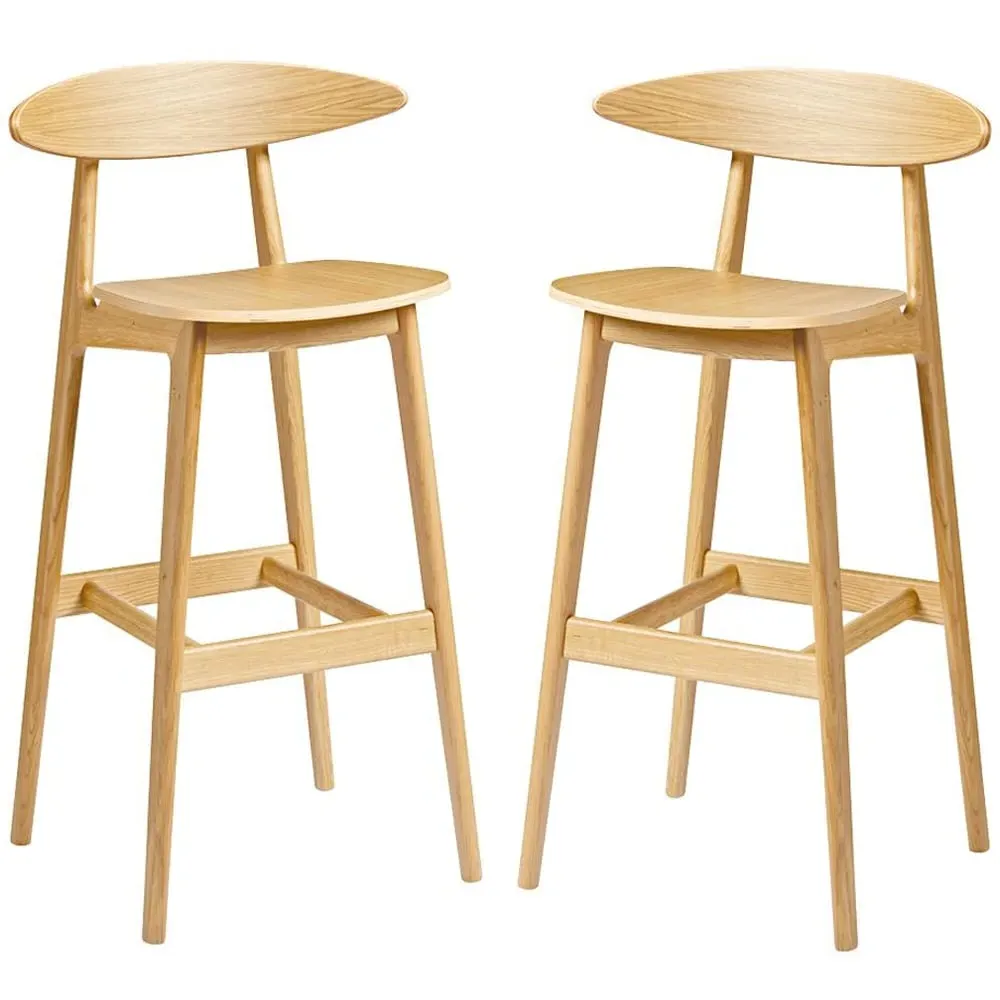 Clynnog Bar Stools Pair - Natural, Oak image
