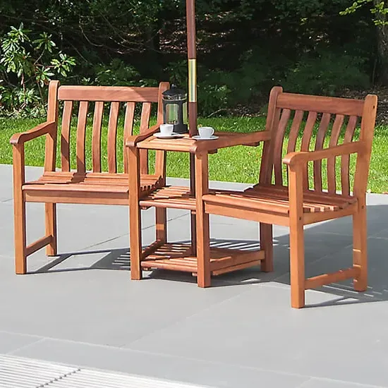 Clyro Companion Garden Set with Table - Rich Brown, Wood