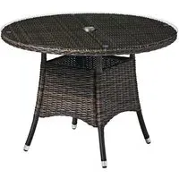 Coachella Round Dining Table - Brown, Glass
